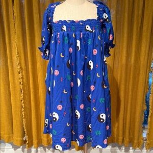 Blue Patterned Women's Dress